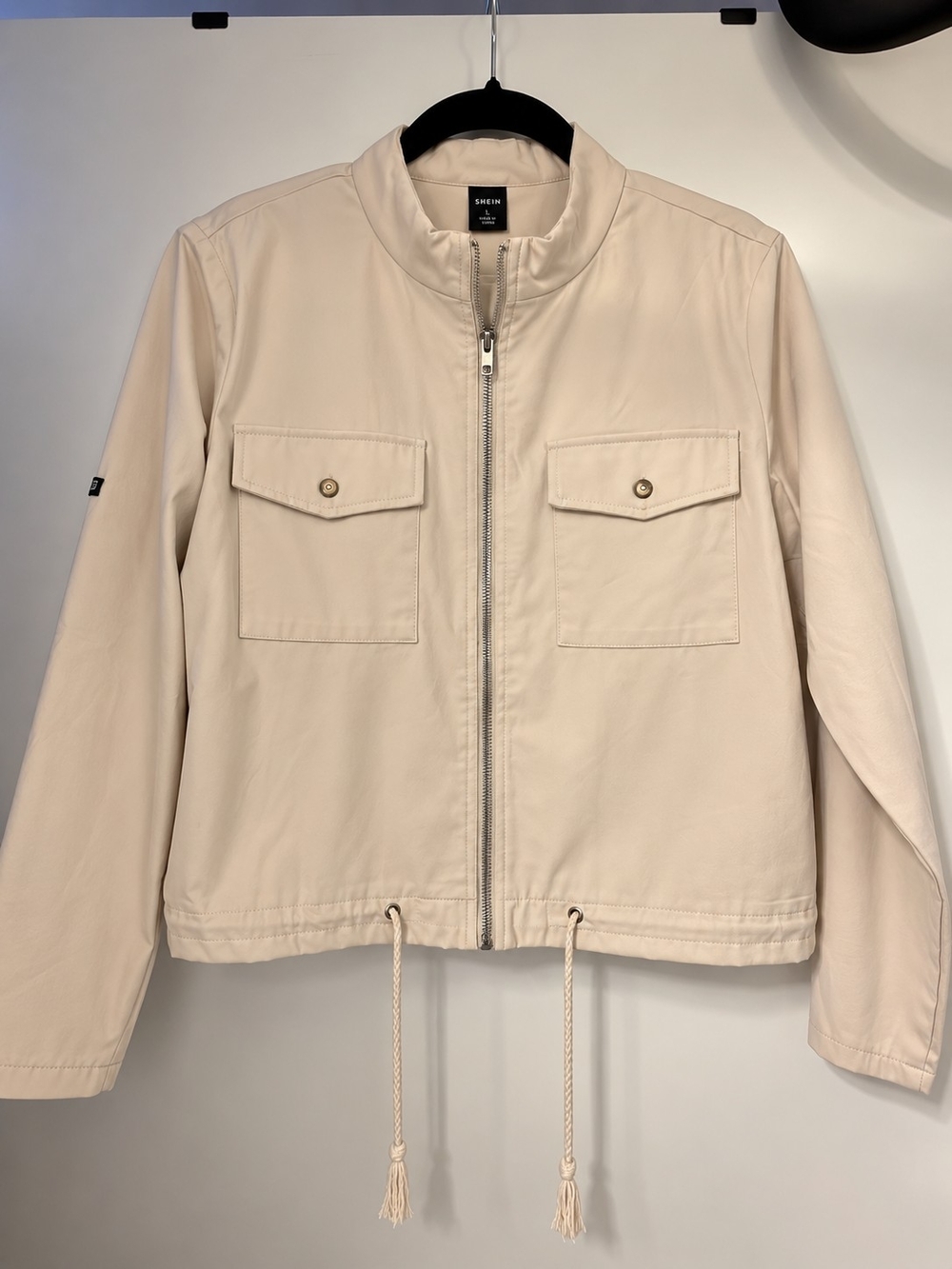 Light Beige Zip-Up Shirt Jacket